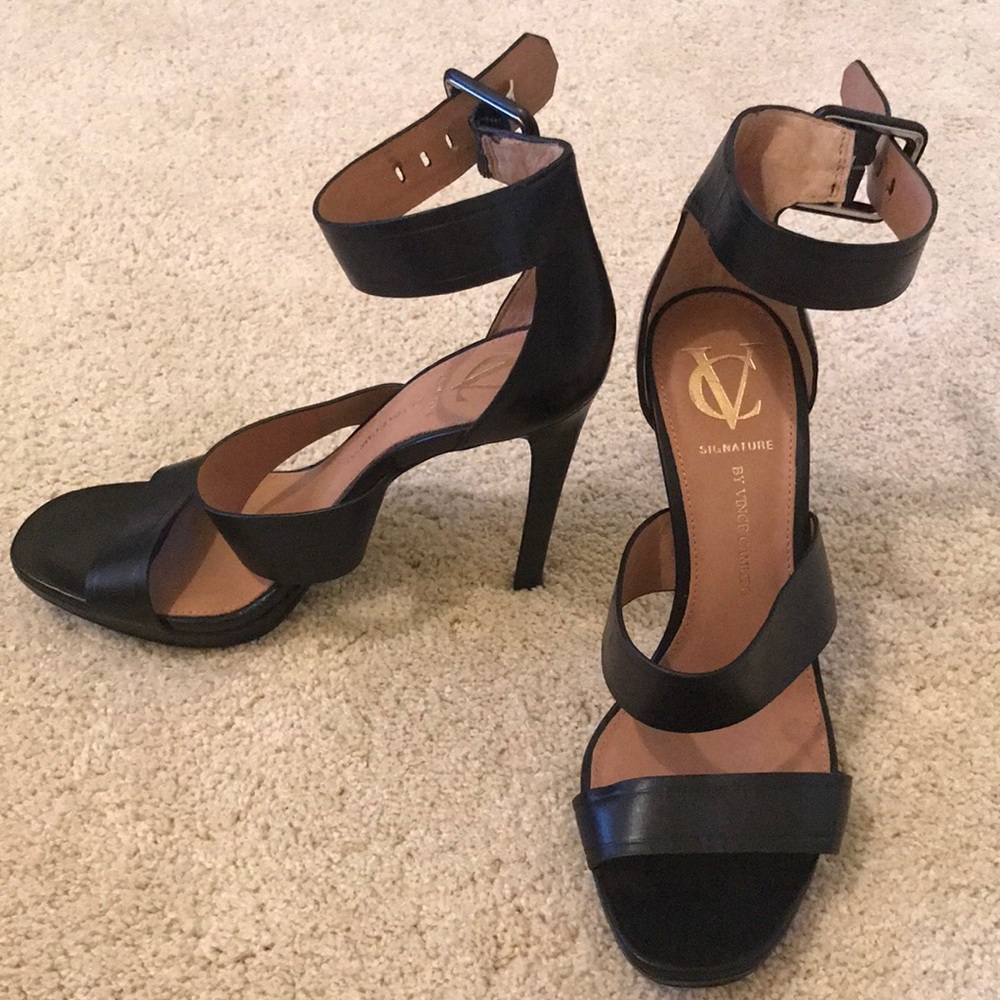 Vince Camuto black open-toe heels